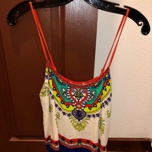 Flying Tomato Boho Print Trapeze Tank Top Size L